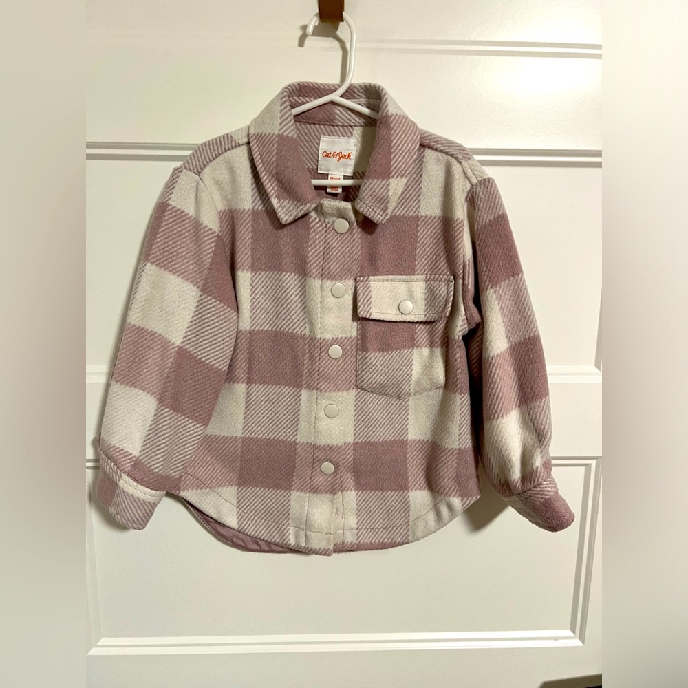 Jack & Cat, Rose pink buffalo check snap button, soft flannel, XS